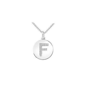 Diamond Disc Initial F Pendant : 14K White Gold - 0.10 CT Diamonds