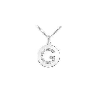 Diamond Disc Initial G Pendant : 14K White Gold - 0.15 CT Diamonds