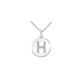 Diamond Disc Initial H Pendant : 14K White Gold - 0.15 CT Diamonds