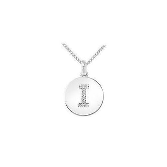 Diamond Disc Initial I Pendant : 14K White Gold - 0.10 CT Diamonds