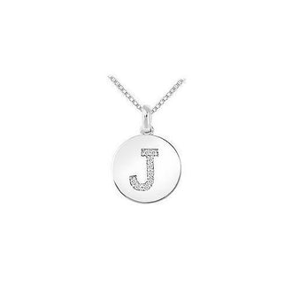 Diamond Disc Initial J Pendant : 14K White Gold - 0.10 CT Diamonds