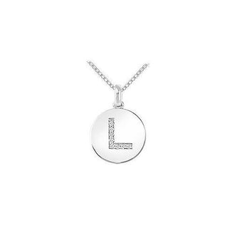 Diamond Disc Initial L Pendant : 14K White Gold - 0.10 CT Diamonds