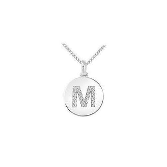 Diamond Disc Initial M Pendant : 14K White Gold - 0.20 CT Diamonds