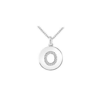 Diamond Disc Initial O Pendant : 14K White Gold - 0.15 CT Diamonds