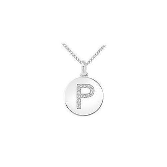 Diamond Disc Initial P Pendant : 14K White Gold - 0.15 CT Diamonds