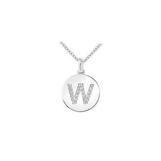 Diamond Disc Initial W Pendant : 14K White Gold - 0.20 CT Diamonds