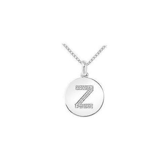 Diamond Disc Initial Z Pendant : 14K White Gold - 0.15 CT Diamonds