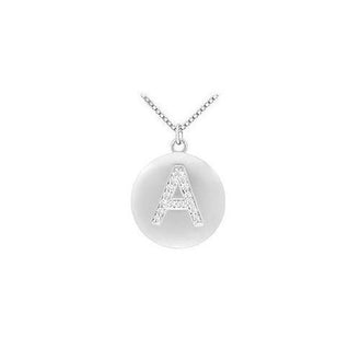 Diamond Initial A Disc Pendant : 14K White Gold - 0.25 CT Diamonds