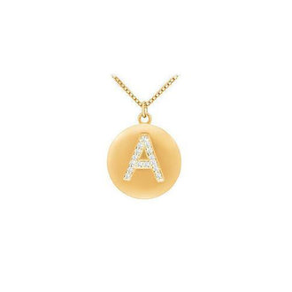 Diamond Initial B Disc Pendant : 14K Yellow Gold - 0.25 CT Diamonds