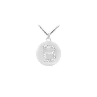 Diamond Initial B Disc Pendant : 14K White Gold - 0.33 CT Diamonds