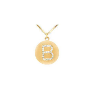 Diamond Initial B Disc Pendant : 14K Yellow Gold - 0.33 CT Diamonds