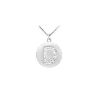 Diamond Initial D Disc Pendant : 14K White Gold - 0.33 CT Diamonds