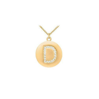 Diamond Initial D Disc Pendant : 14K Yellow Gold - 0.33 CT Diamonds