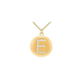 Diamond Initial E Disc Pendant : 14K Yellow Gold - 0.33 CT Diamonds