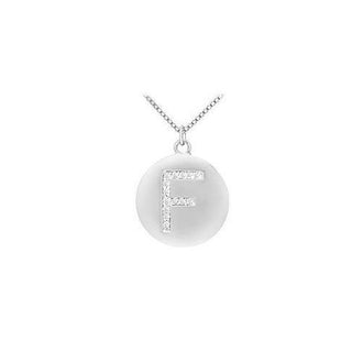 Diamond Initial F Disc Pendant : 14K White Gold - 0.25 CT Diamonds