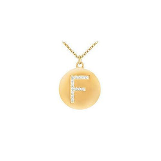 Diamond Initial F Disc Pendant : 14K Yellow Gold - 0.25 CT Diamonds