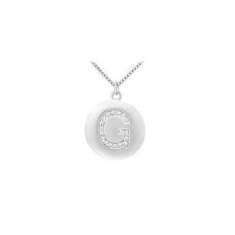 Diamond Initial G Disc Pendant : 14K White Gold - 0.33 CT Diamonds