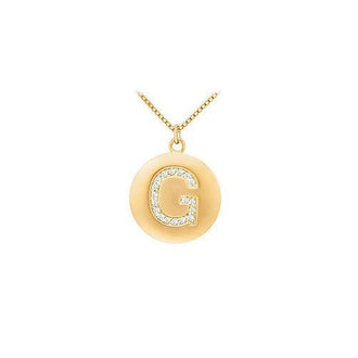 Diamond Initial G Disc Pendant : 14K Yellow Gold - 0.33 CT Diamonds