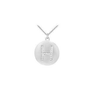 Diamond Initial H Disc Pendant : 14K White Gold - 0.25 CT Diamonds