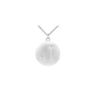 Diamond Initial J Disc Pendant : 14K White Gold - 0.20 CT Diamonds