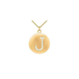 Diamond Initial J Disc Pendant : 14K Yellow Gold - 0.20 CT Diamonds