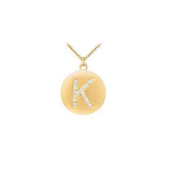 Diamond Initial K Disc Pendant : 14K Yellow Gold - 0.25 CT Diamonds