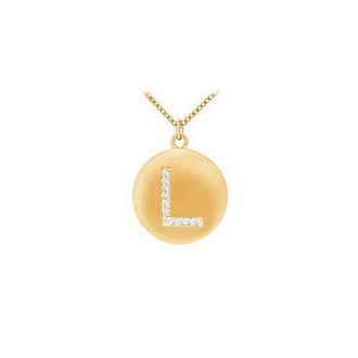 Diamond Initial L Disc Pendant : 14K Yellow Gold - 0.16 CT Diamonds