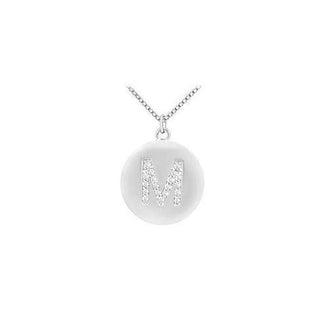 Diamond Initial M Disc Pendant : 14K White Gold - 0.33 CT Diamonds