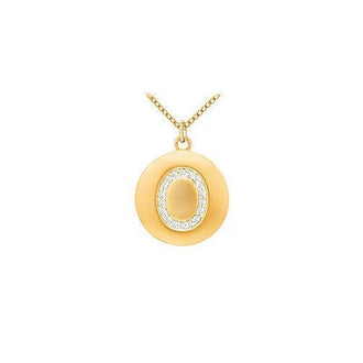 Diamond Initial O Disc Pendant : 14K Yellow Gold - 0.33 CT Diamonds