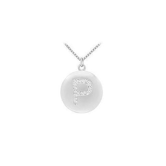 Diamond Initial P Disc Pendant : 14K White Gold - 0.25 CT Diamonds