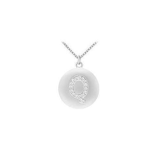 Diamond Initial Q Disc Pendant : 14K White Gold - 0.35 CT Diamonds