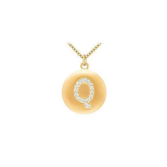 Diamond Initial Q Disc Pendant : 14K Yellow Gold - 0.35 CT Diamonds