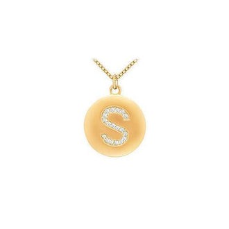 Diamond Initial S Disc Pendant : 14K Yellow Gold - 0.25 CT Diamonds