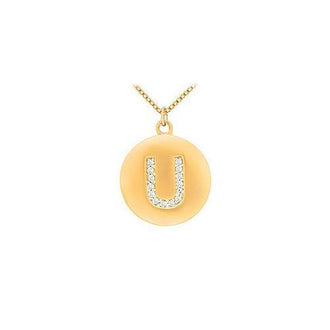 Diamond Initial U Disc Pendant : 14K Yellow Gold - 0.25 CT Diamonds