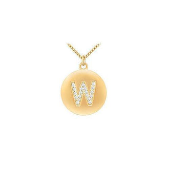 Diamond Initial W Disc Pendant : 14K Yellow Gold - 0.33 CT Diamonds