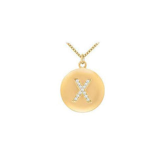 Diamond Initial X Disc Pendant : 14K Yellow Gold - 0.25 CT Diamonds