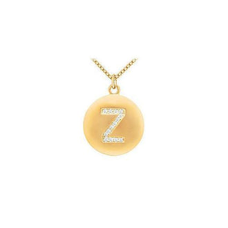 Diamond Initial Z Disc Pendant : 14K Yellow Gold - 0.25 CT Diamonds