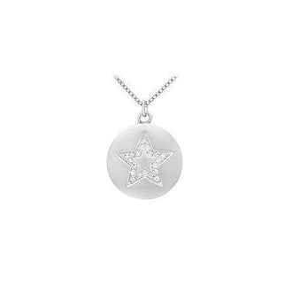 Diamond Star Disc Pendant : 14K White Gold - 0.15 CT Diamonds