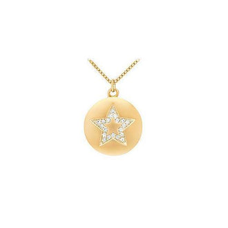 Diamond Star Disc Pendant : 14K Yellow Gold - 0.15 CT Diamonds