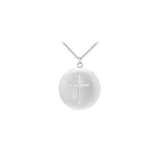 Diamond Cross Pendant : 14K White Gold - 0.10 CT Diamonds