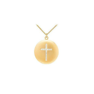 Diamond Cross Pendant : 14K Yellow Gold - 0.10 CT Diamonds