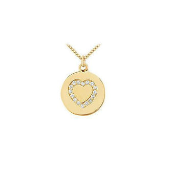 Diamond Heart Disc Pendant : 14K Yellow Gold - 0.15 CT Diamonds