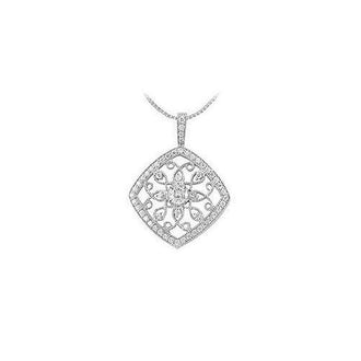 Diamond Floral Pendant : 14K White Gold - 0.75 CT Diamonds