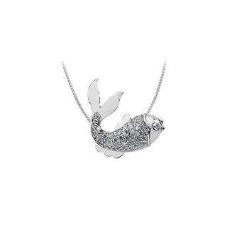 Diamond Fish Pendant : 14K White Gold - 1.00 CT Diamonds