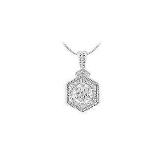 Diamond Geometric Design Pendant : 14K White Gold - 0.66 CT Diamonds