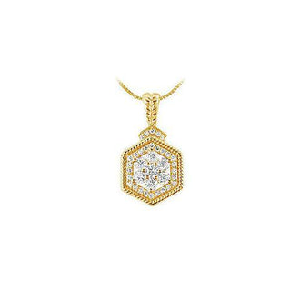 Diamond Geometric Design Pendant : 14K Yellow Gold - 0.66 CT Diamonds