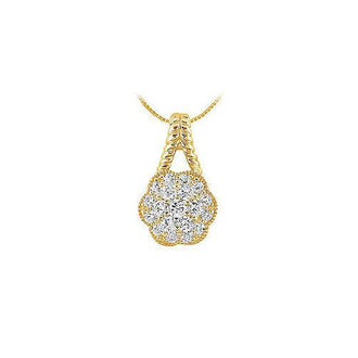 Diamond Flower Pendant : 14K Yellow Gold - 0.50 CT Diamonds