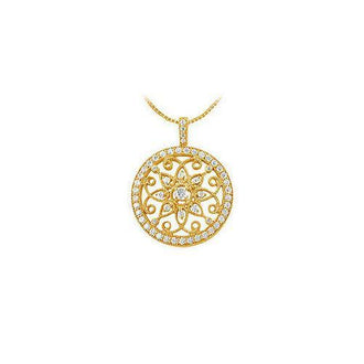 Diamond Circle Pendant : 14K Yellow Gold - 0.75 CT Diamonds