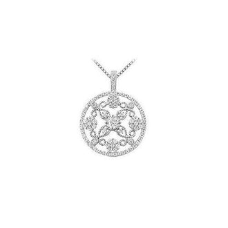 Diamond Circle Pendant : 14K White Gold - 1.25 CT Diamonds