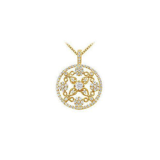 Diamond Circle Pendant : 14K Yellow Gold - 1.25 CT Diamonds